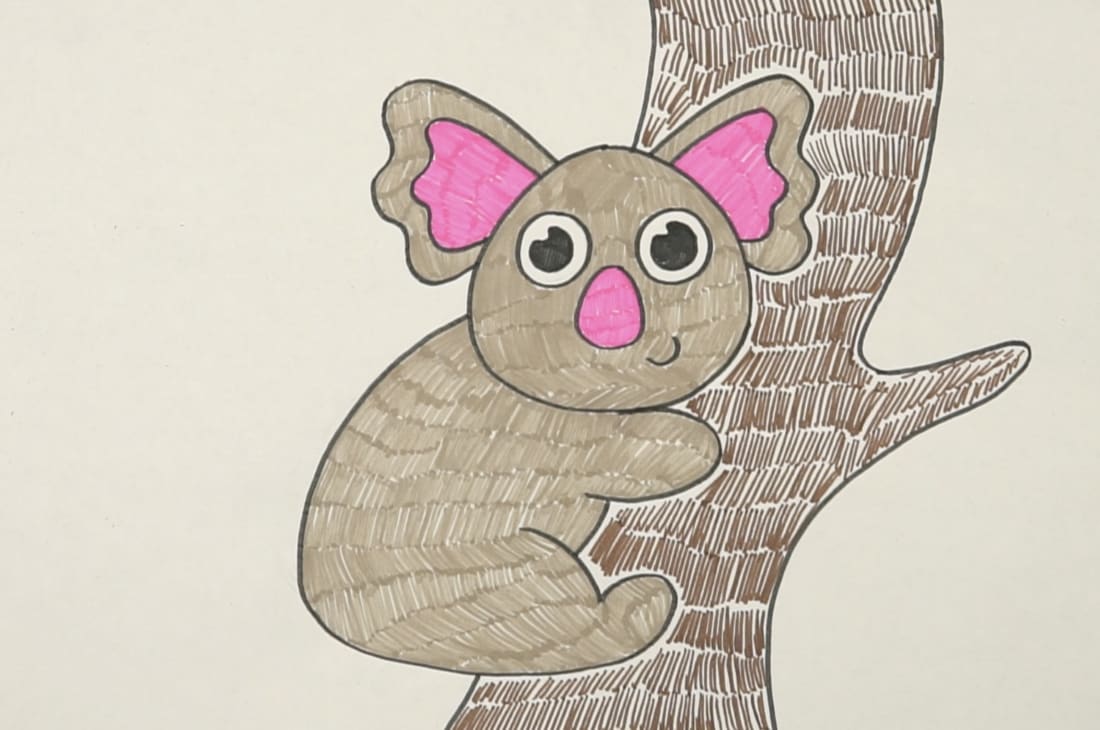 Koalayı ve ağacı istediğin renklere boya.
